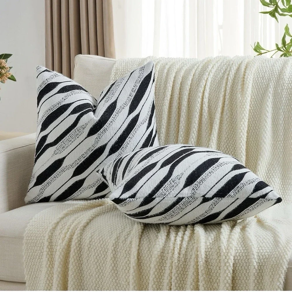 Black Decorative Throw Pillow Covers 20x20Inch Set of 2,Soft Faux‎ Cashmere